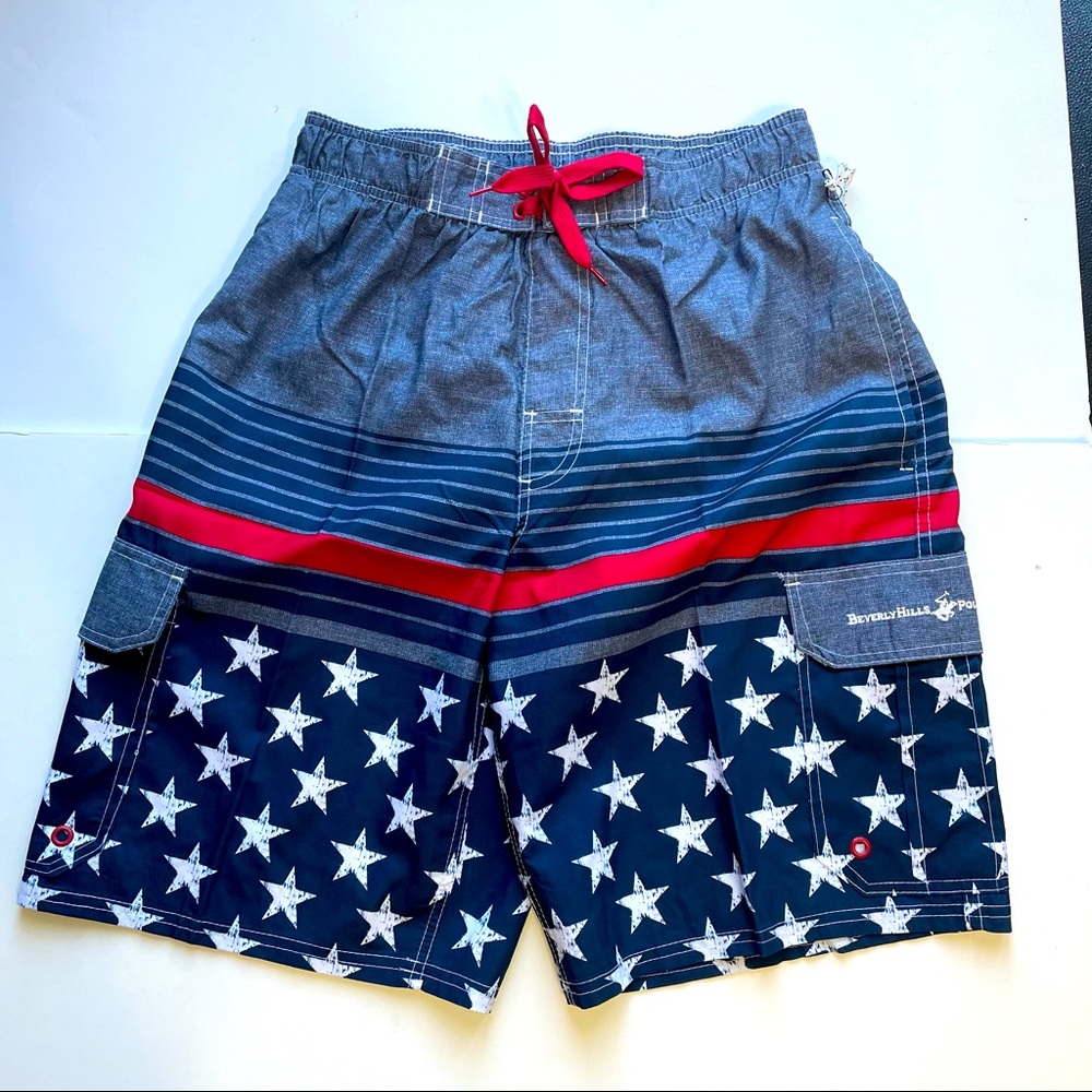 Mens Stars and Stripes Swim Trunk Small